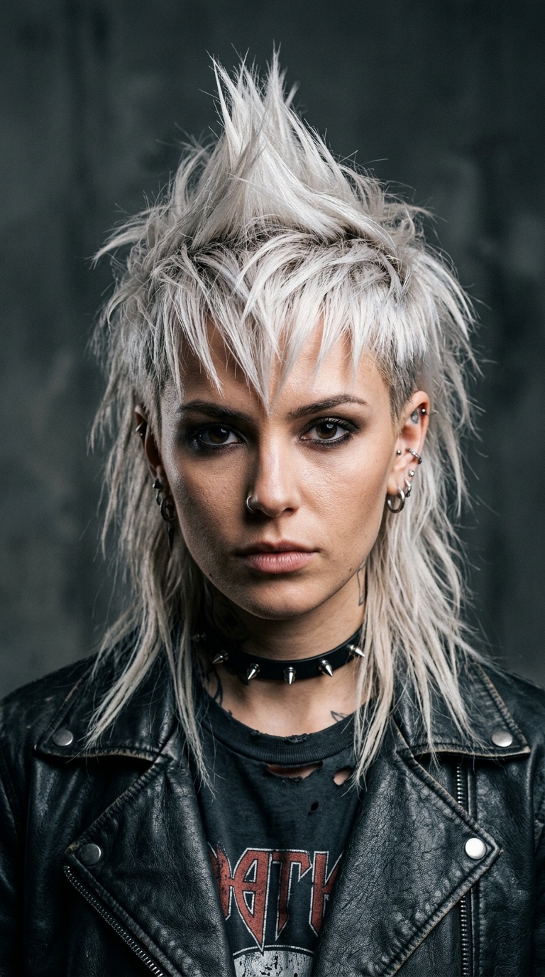 Spiked Platinum Shag Hawk