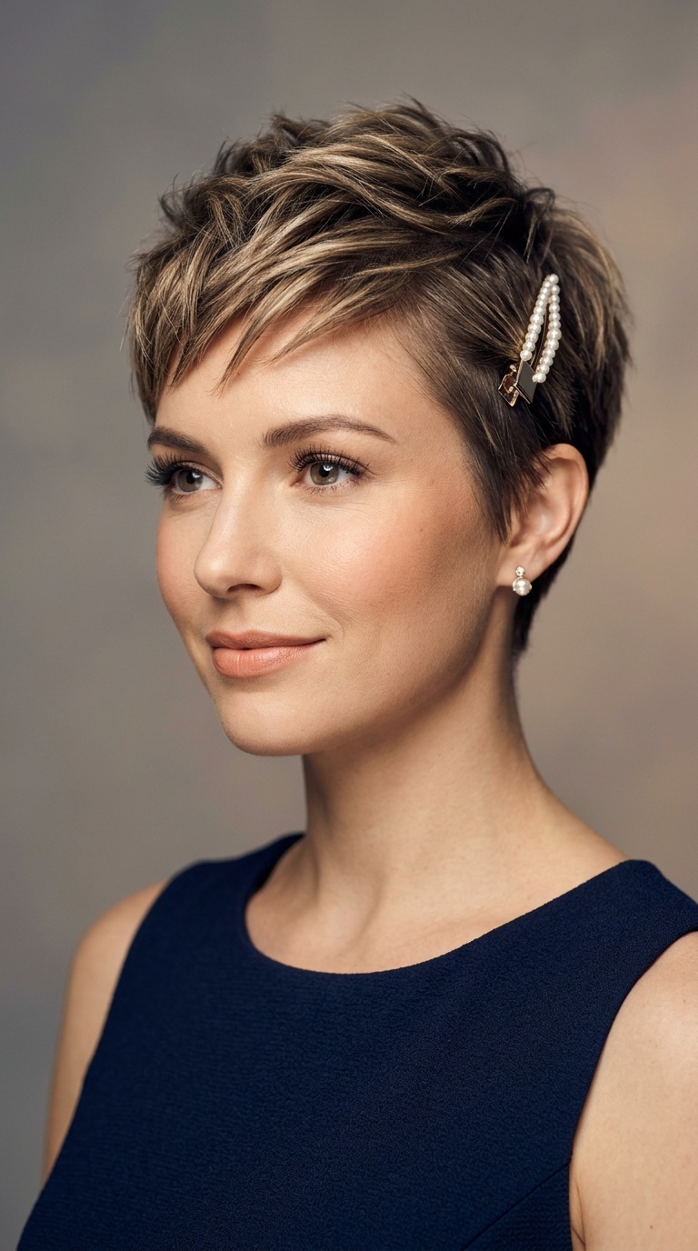 Spiky Pixie with Statement Clip