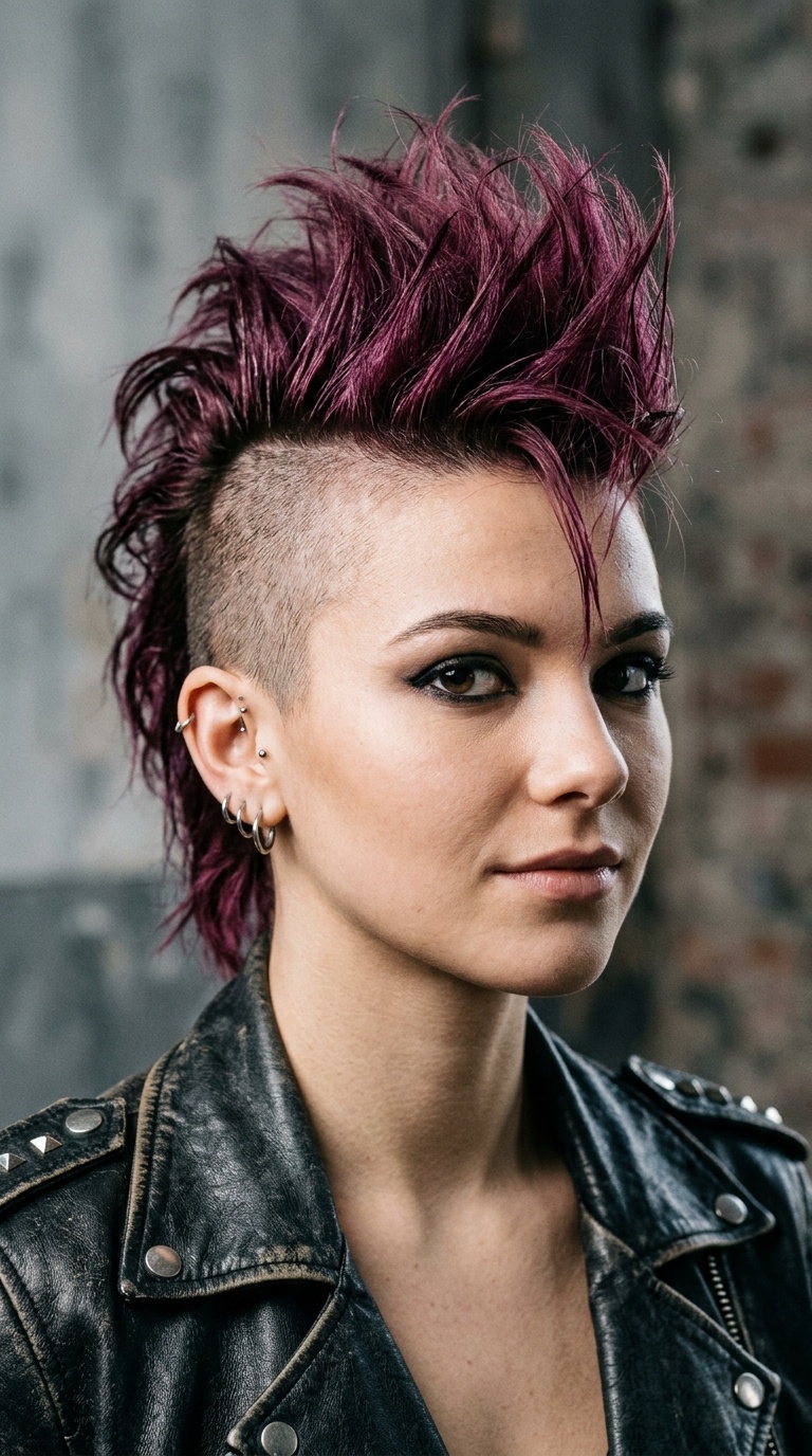 Spiky Punk Mohawk with Shaved Sides