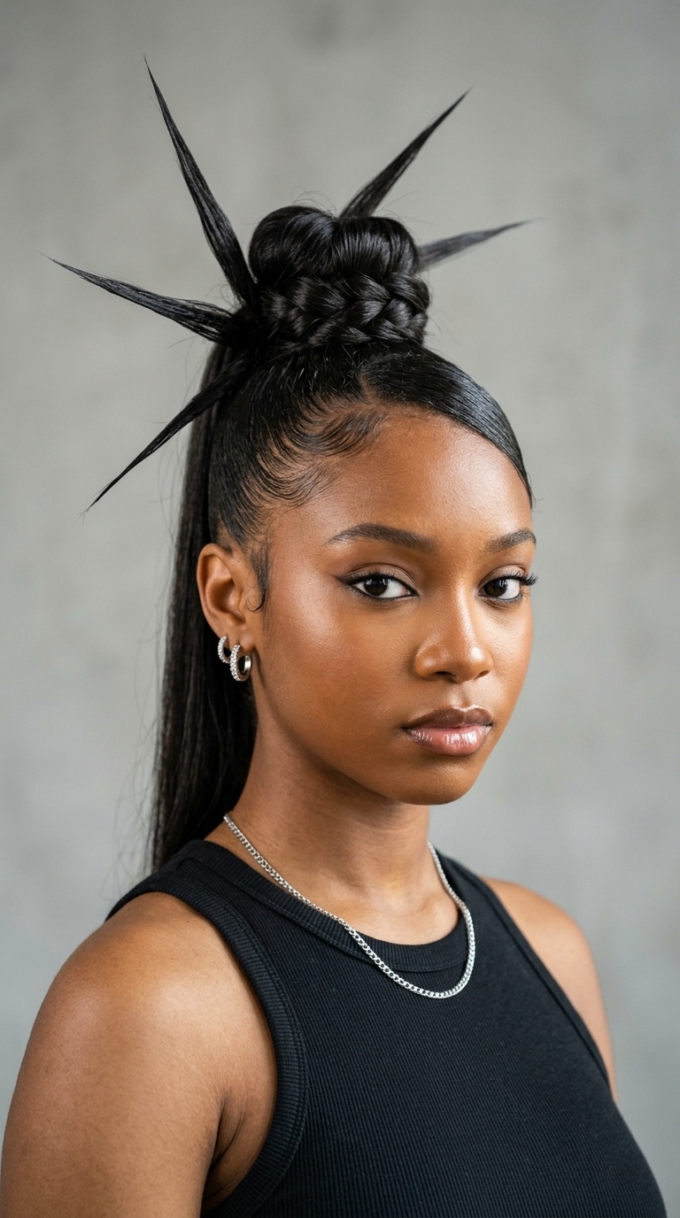 Spiky Y2K High Bun