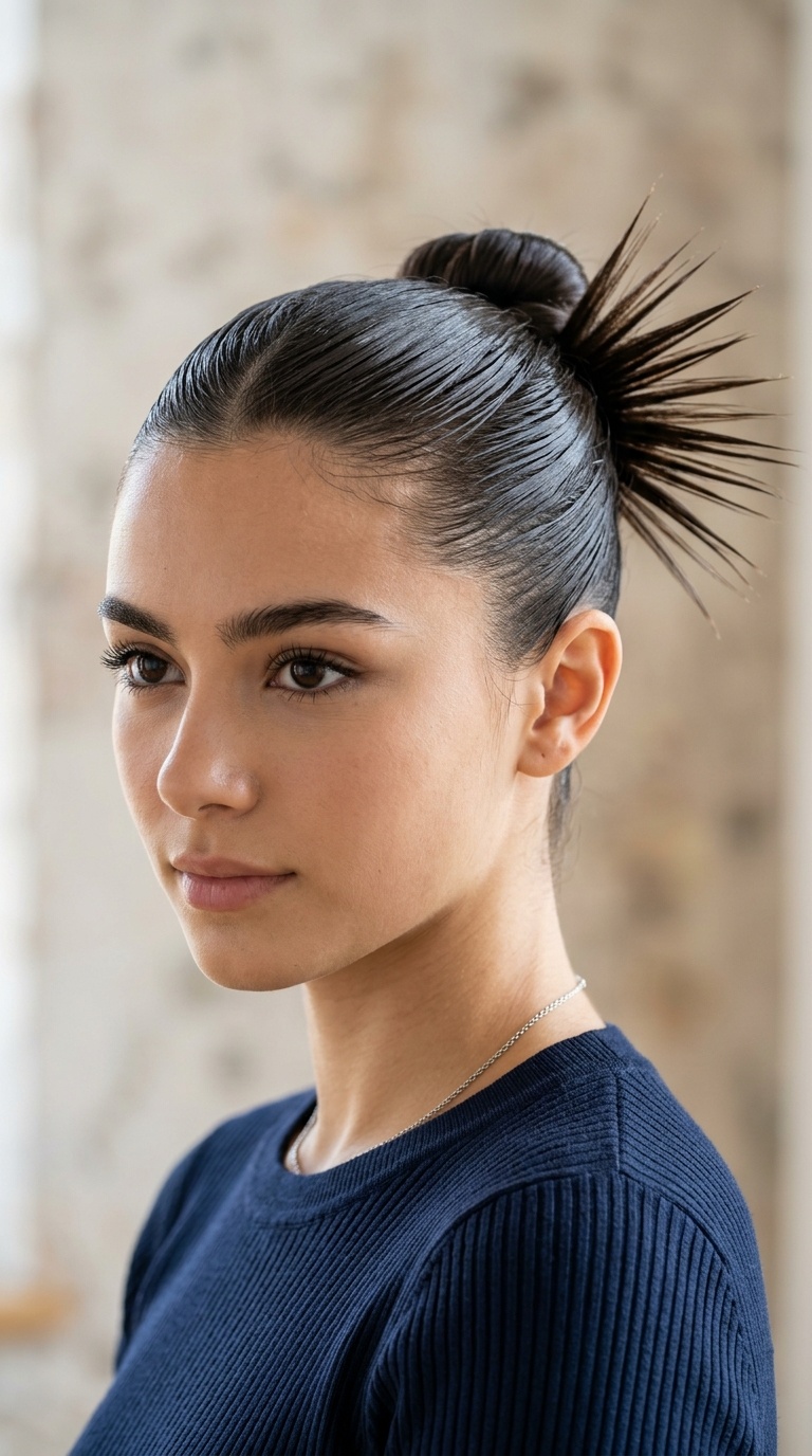 Spiky Y2K Slicked Bun