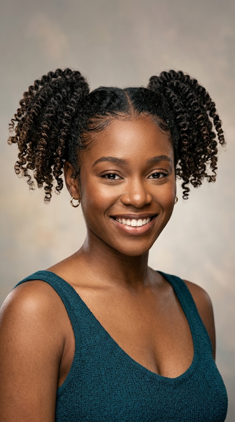 Spiral Curled Double High Ponies
