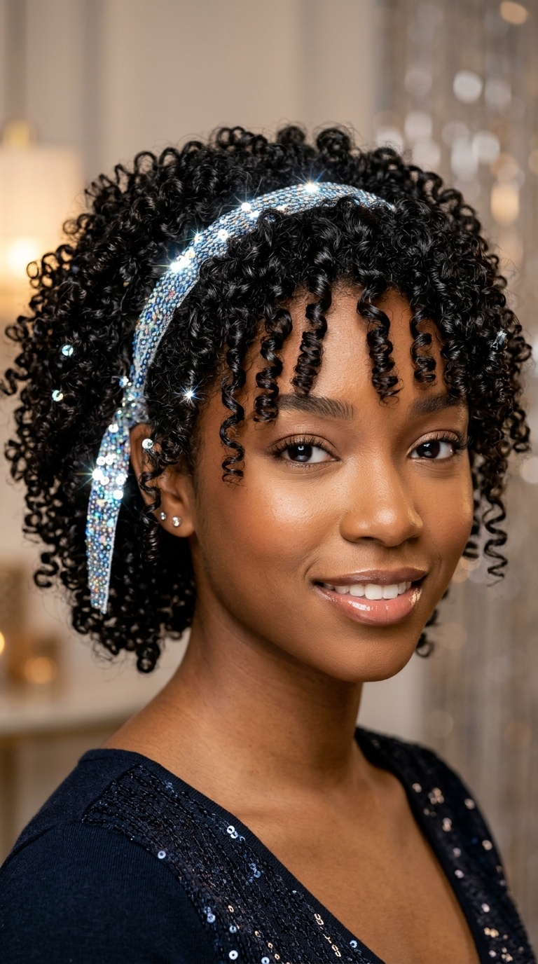 Spiral Curls with a Sequin Ribbon