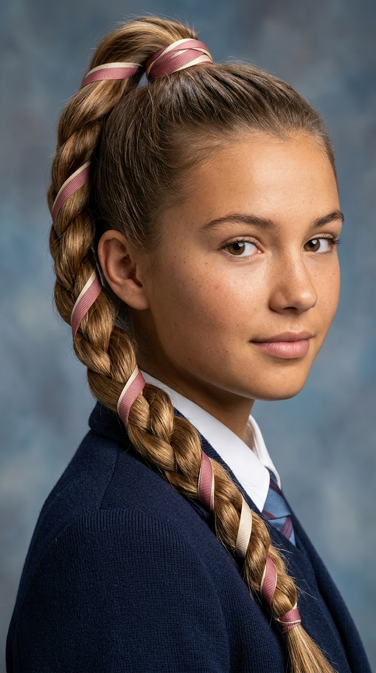 Spiral Rope Braid with Ribbon Intertwined