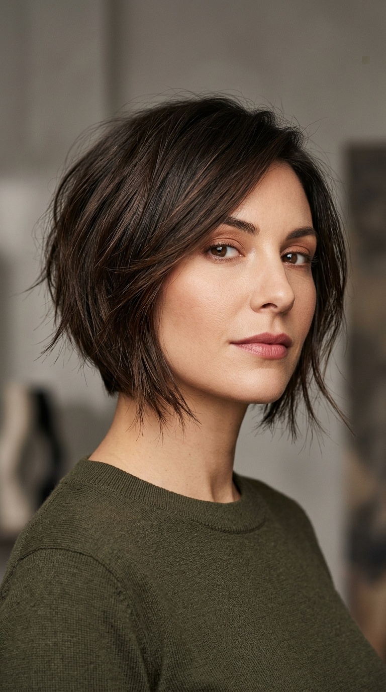 Stacked Bob with Wispy Ends
