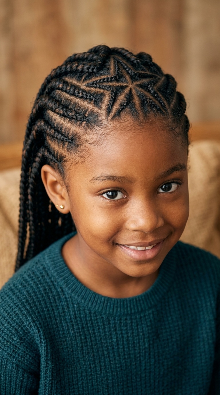 Star-Patterned Back Cornrows