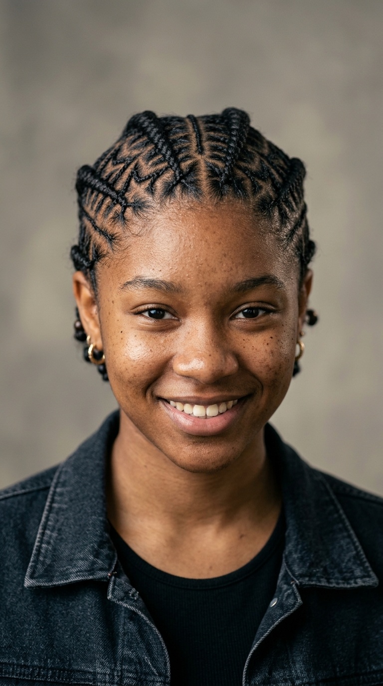 Star-Patterned Scalp Braids
