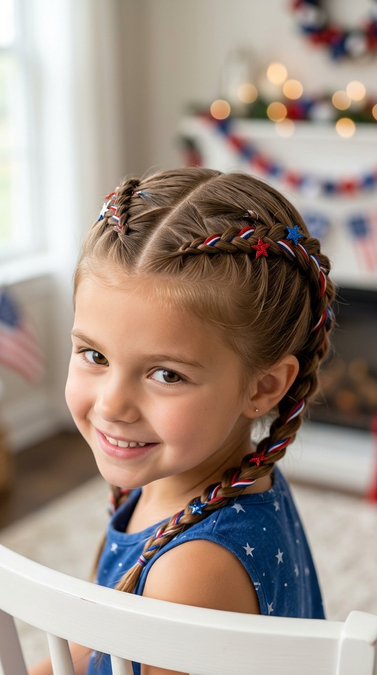 Star-Shaped Parting with Dutch Braids
