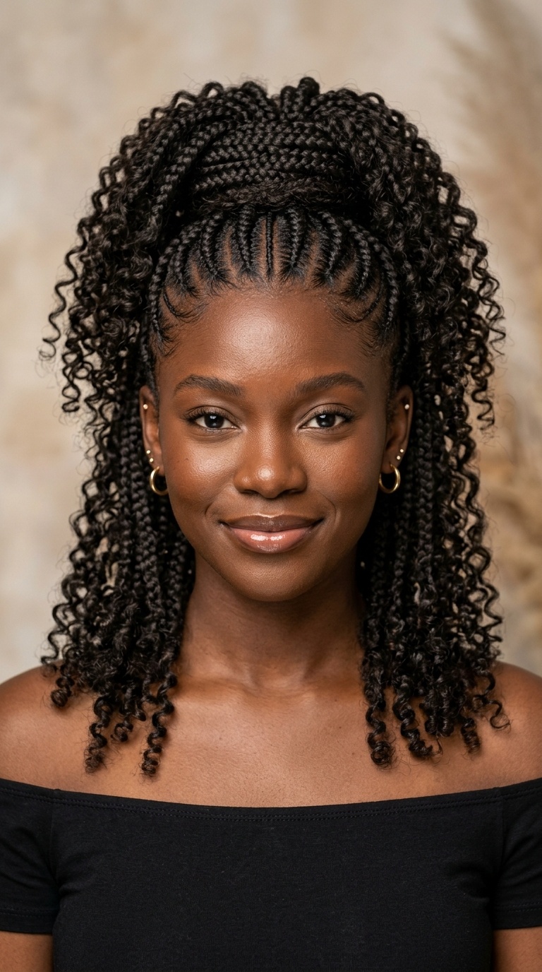 Stitch Braids with a Curly Wrap