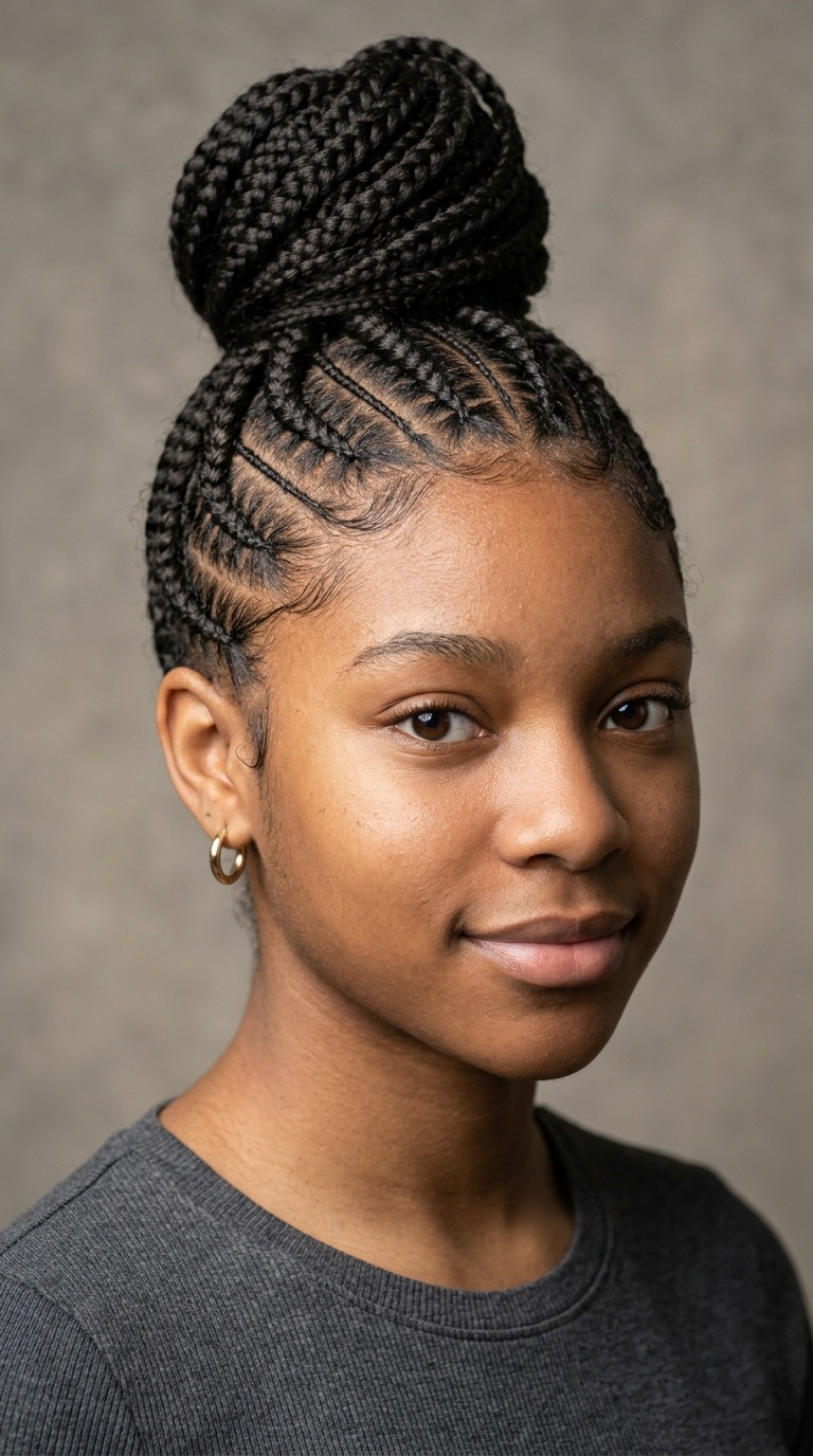 Stitch Braids with High Top Knot