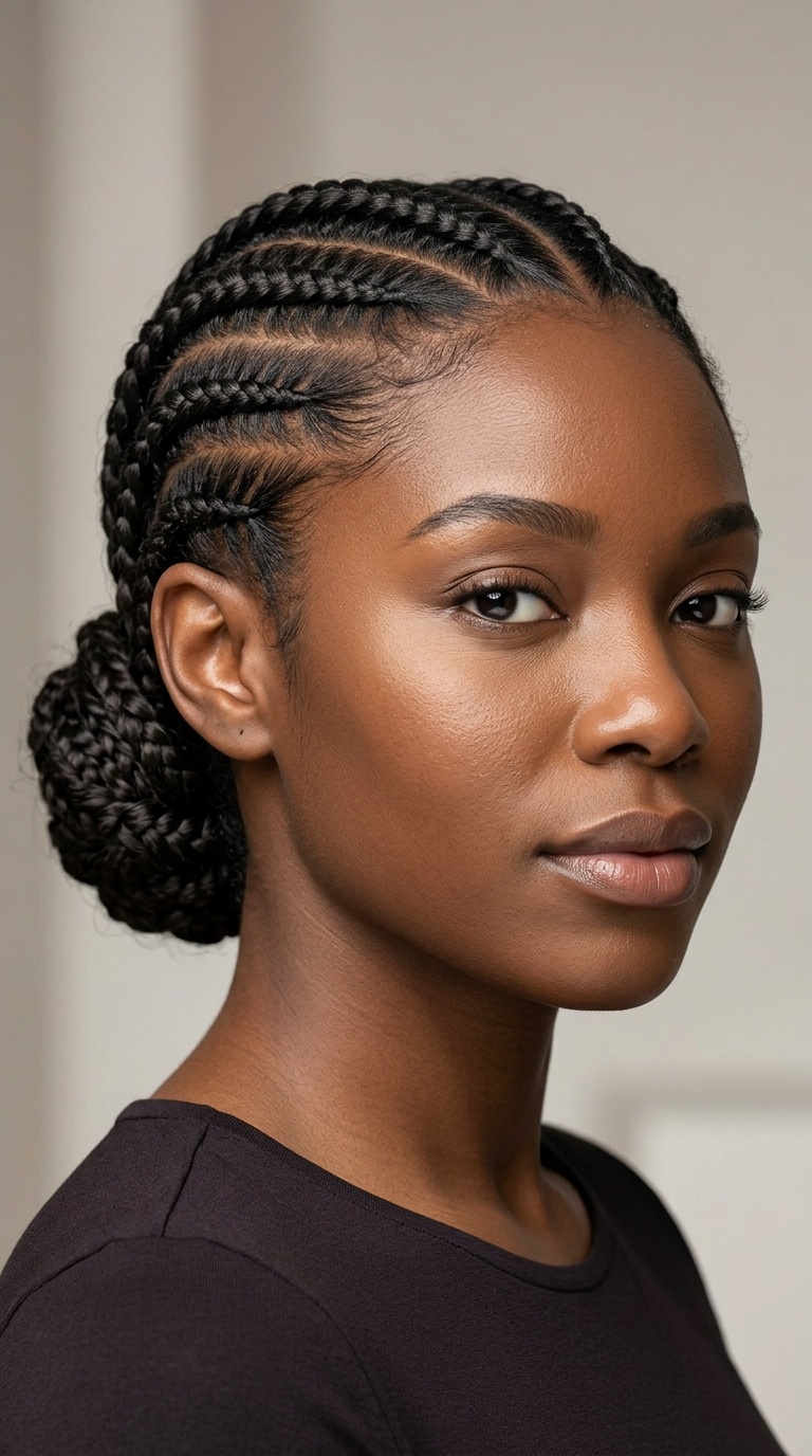 Stitch Braids with Low Bun