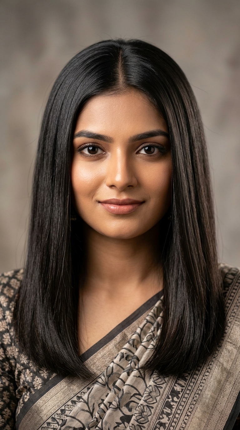 Straight and Sleek Center Part