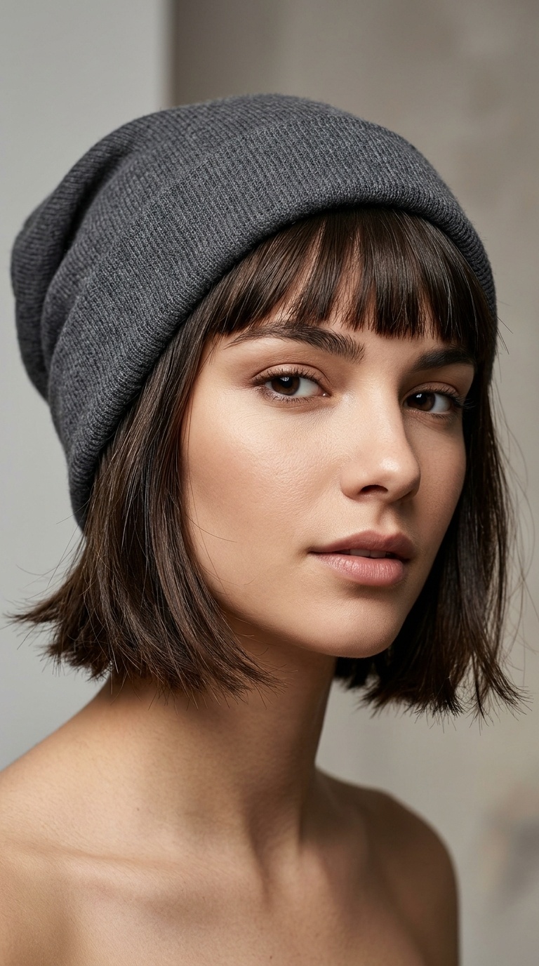 Straight Blunt Bangs with Slouchy Fit