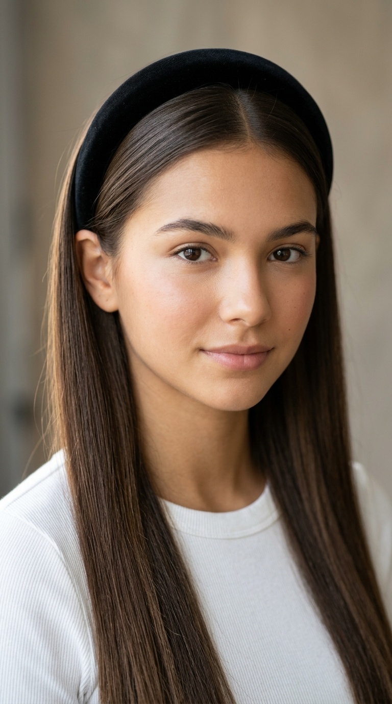 Straight Hair with a Padded Headband