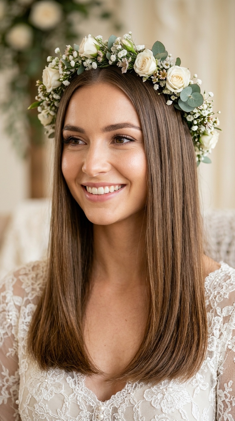 Straight with a Floral Crown