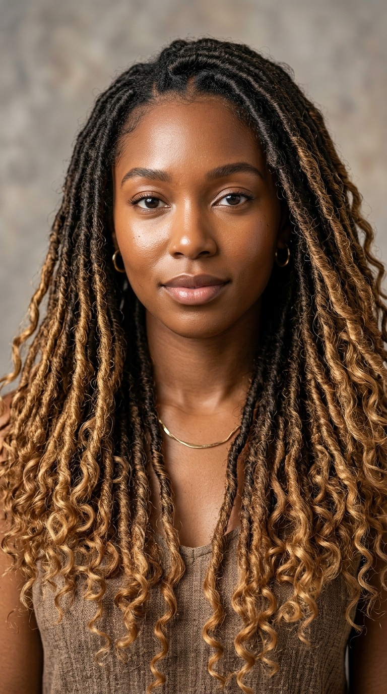Sun-Kissed Ombré Goddess Locs