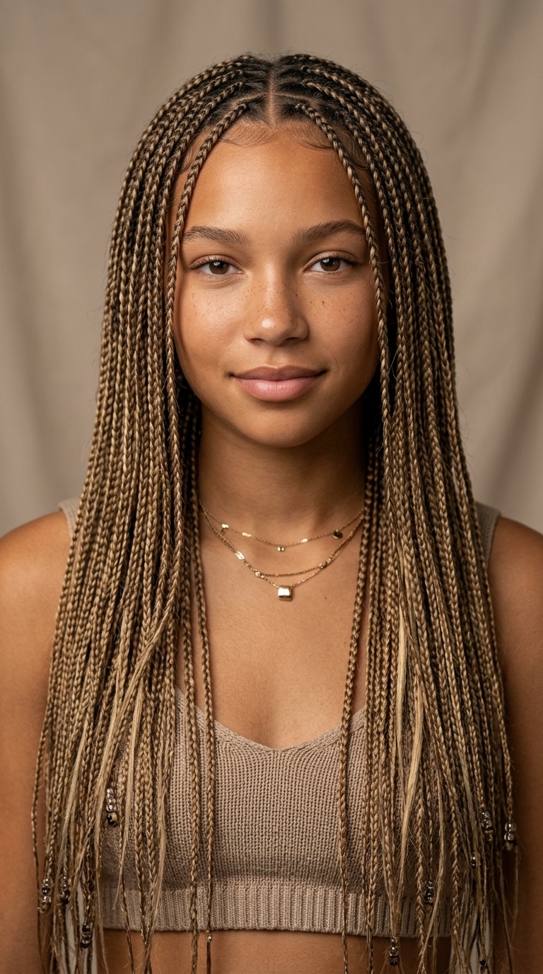 Sunkissed Face-Framing Micro Braids