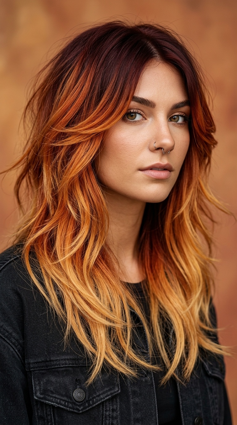 Sunset Ombre Butterfly Cut