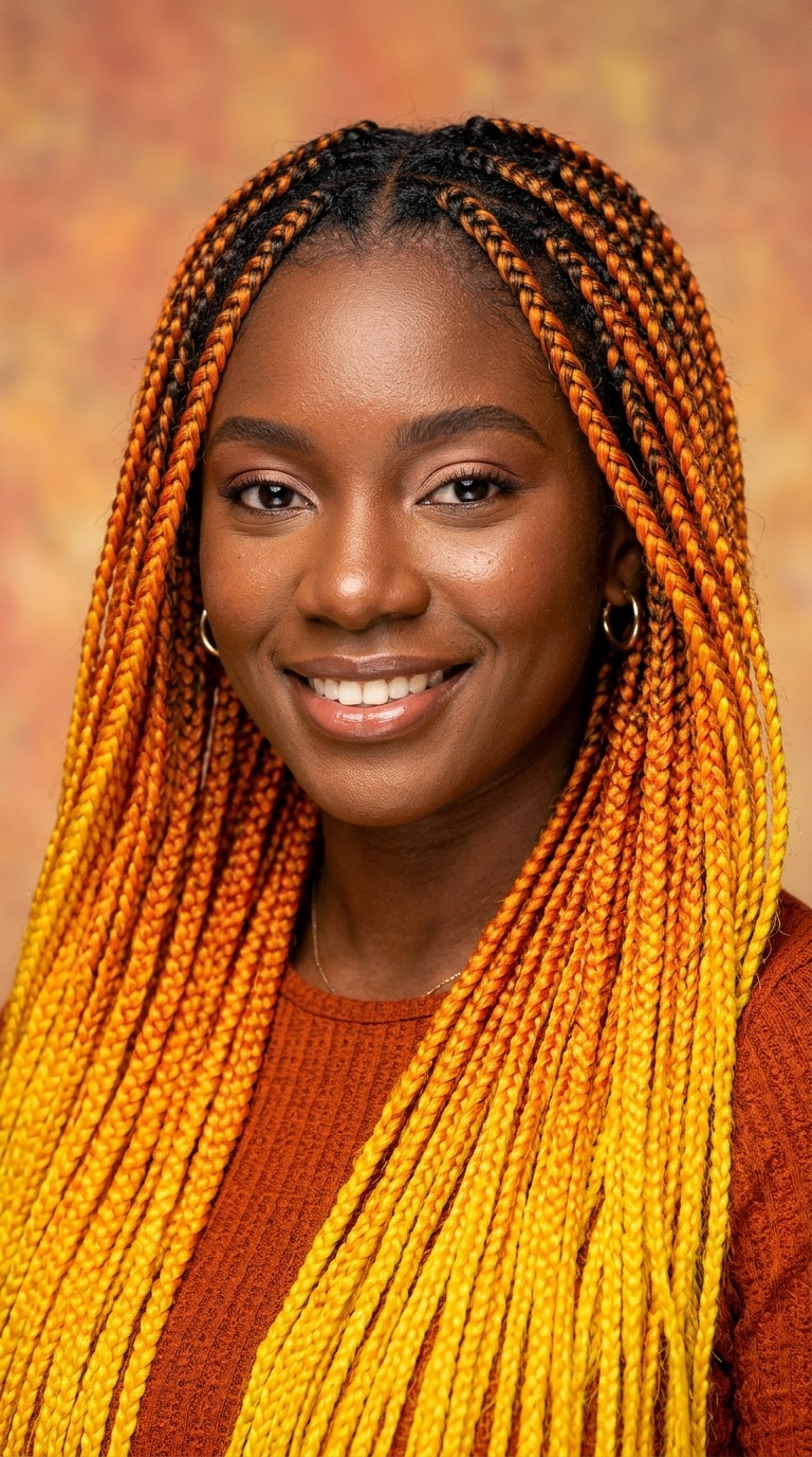 Sunset Orange and Yellow Blend Braids