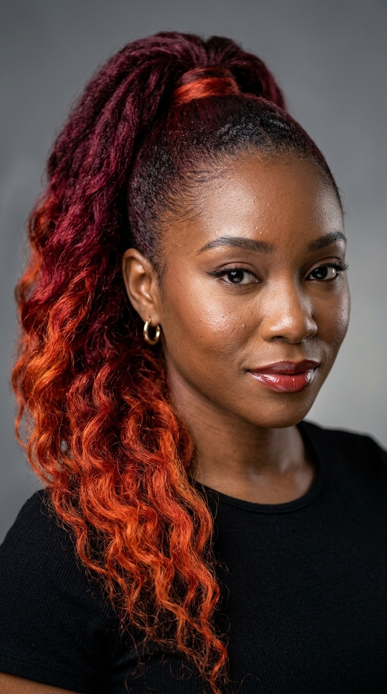 Sunset Red Ombre Ponytail
