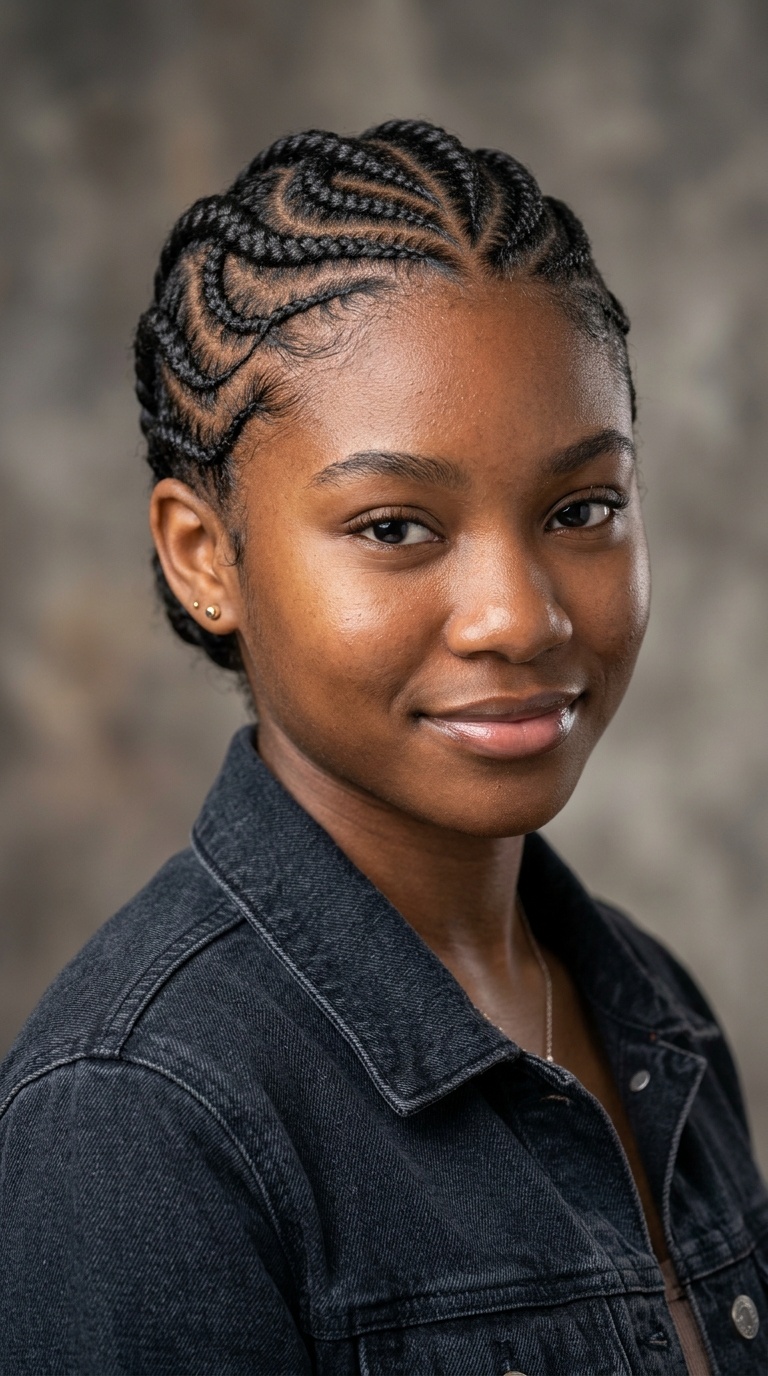 Swirl Pattern Stitch Cornrows