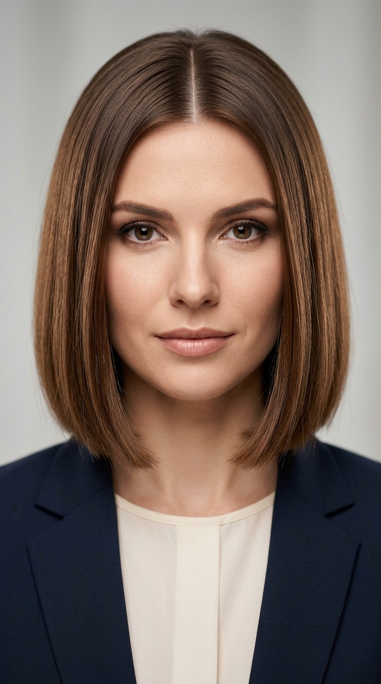 Symmetrical Middle Part Bob