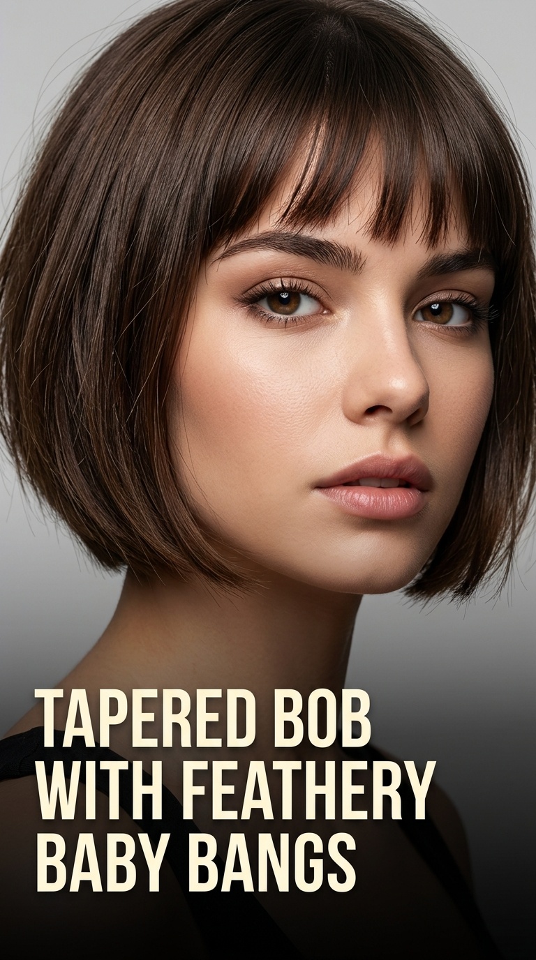 Tapered Bob with Feathery Baby Bangs