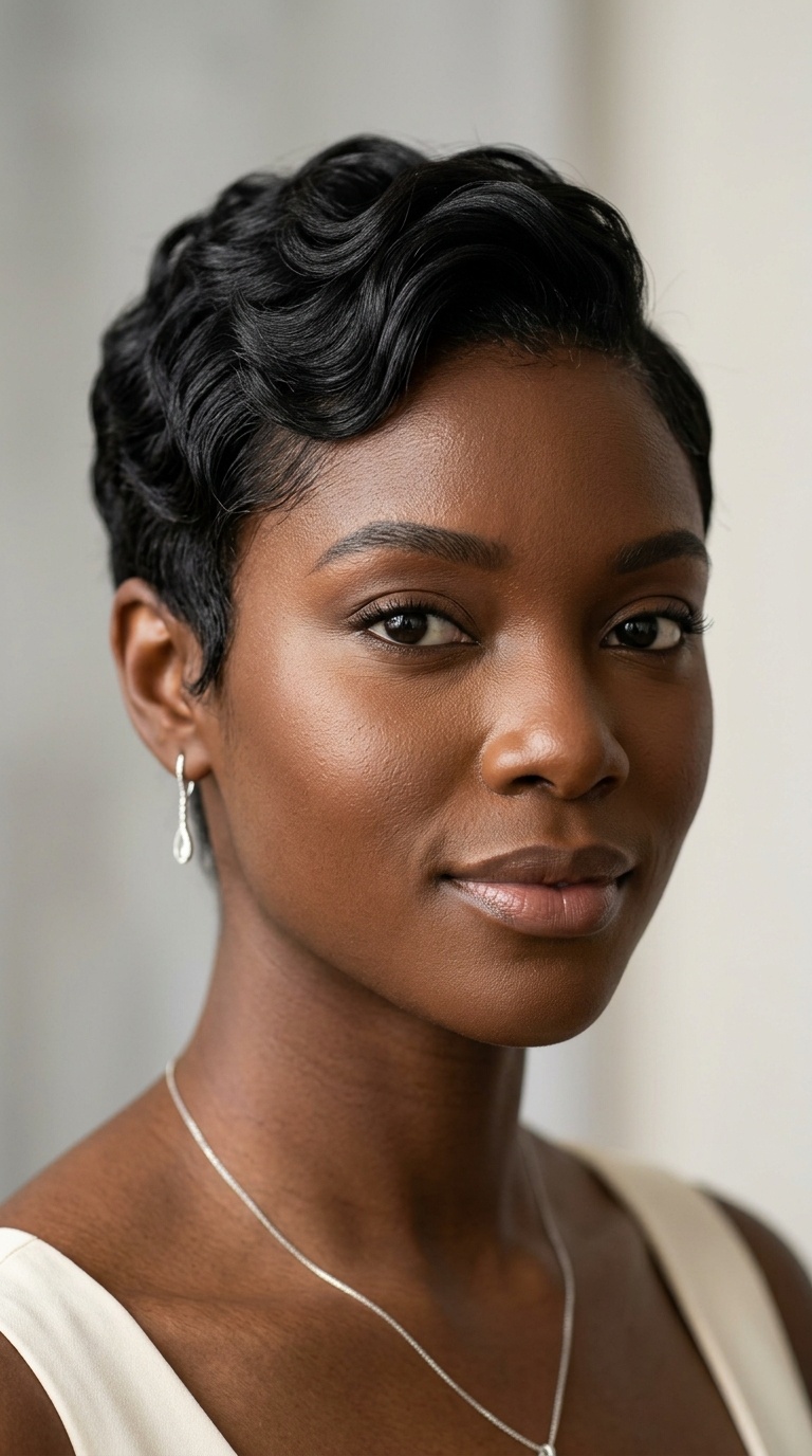 Tapered Cut with Finger Waves