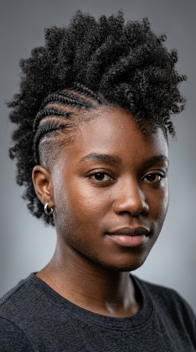 Tapered Fro-Hawk with Braids