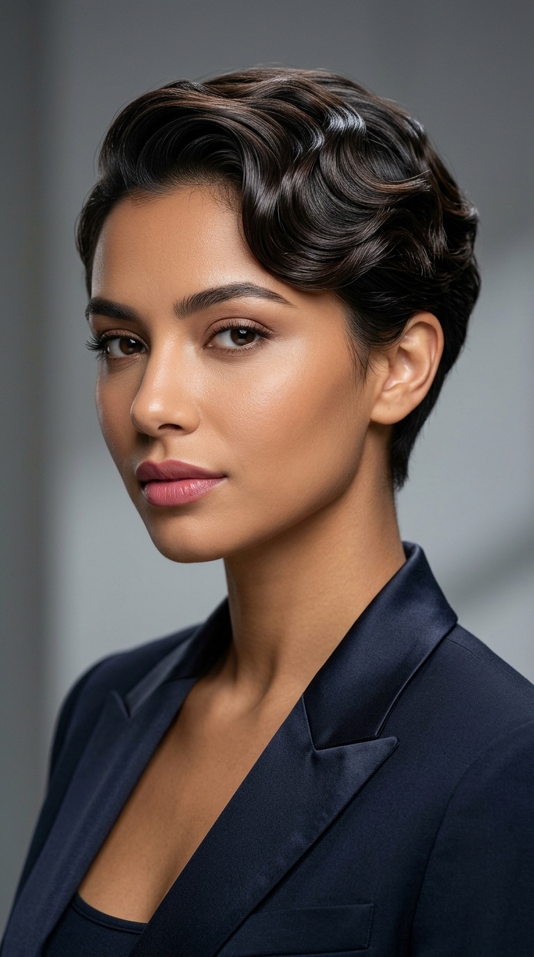 Tapered Nape with Sculpted Waves