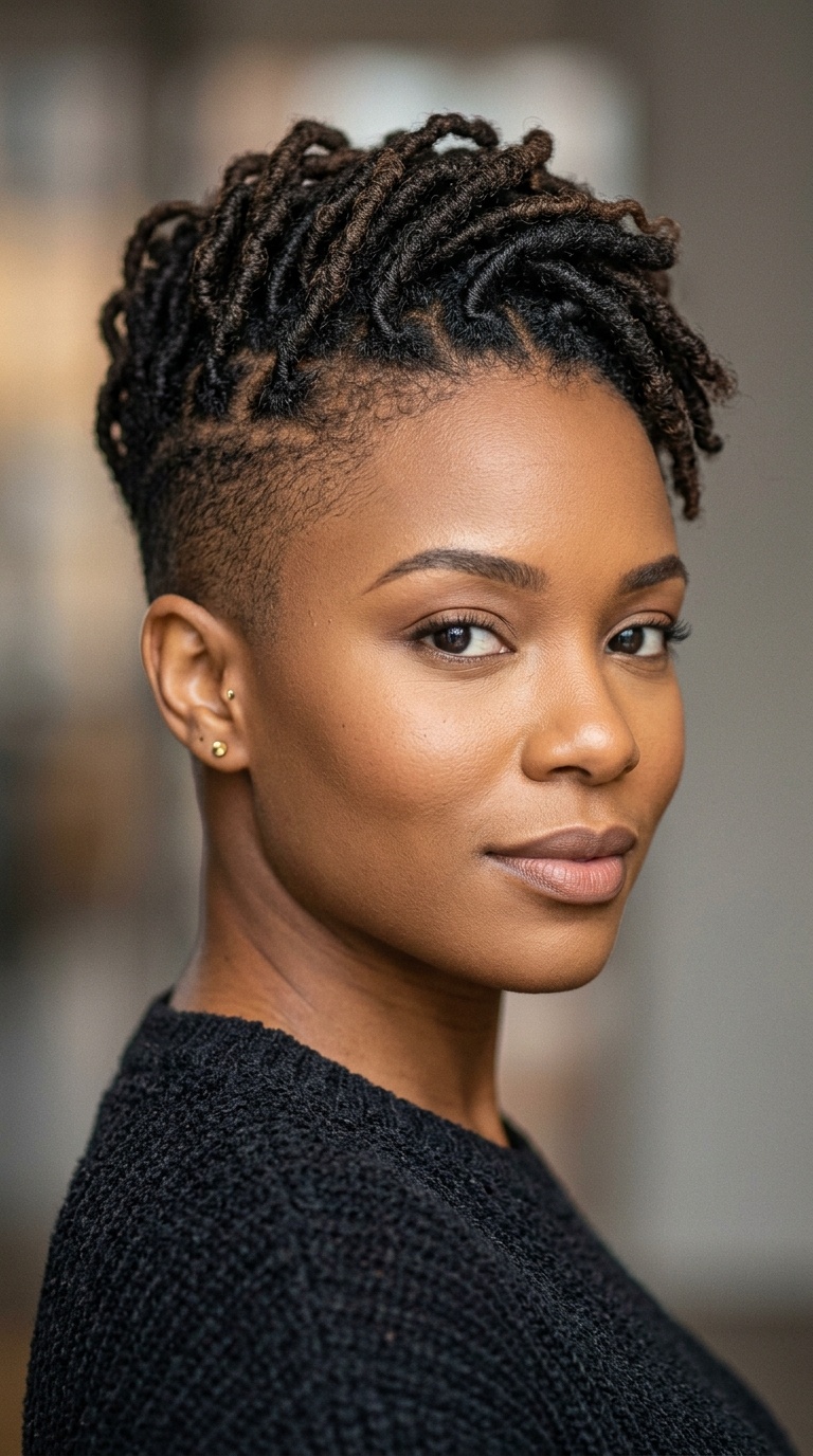 Tapered Short Locs with Shaved Sides