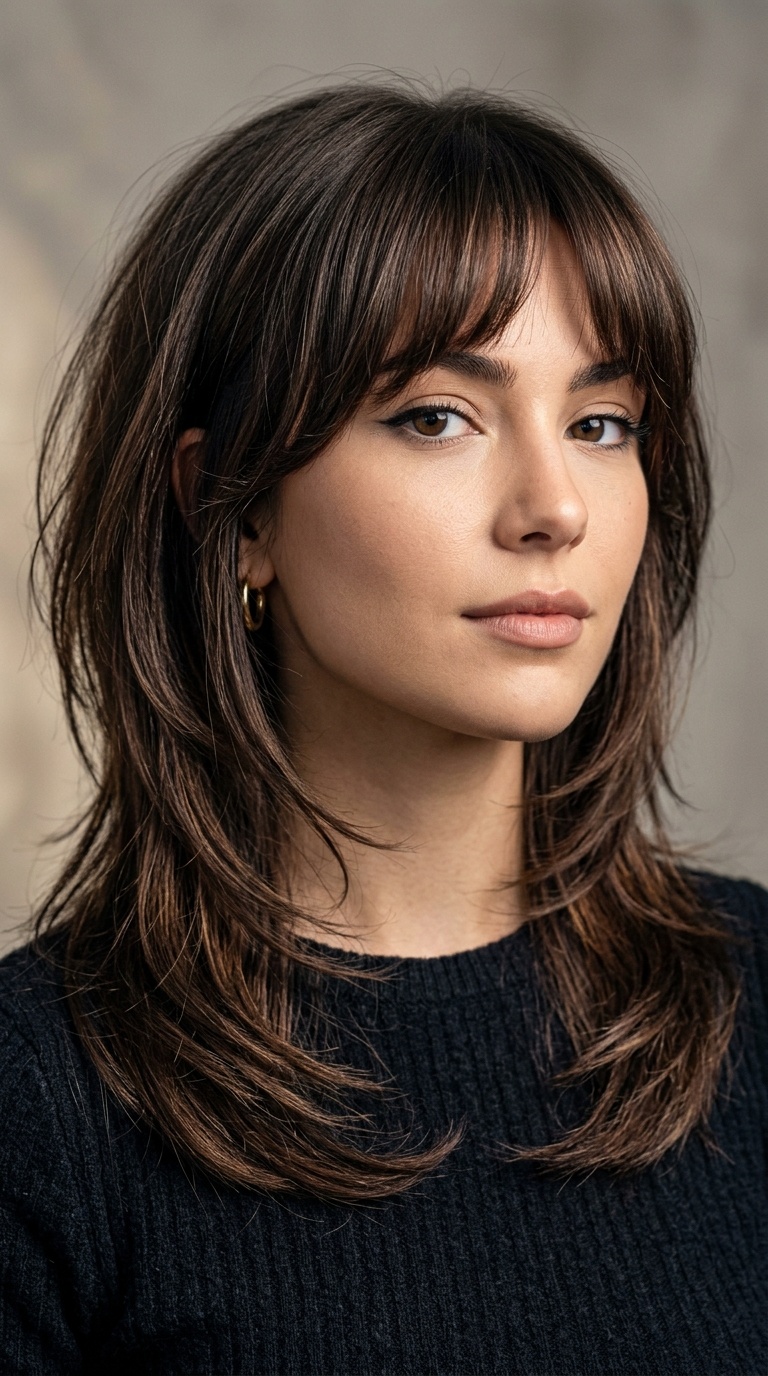 Tapered V-Cut with Arched Bangs