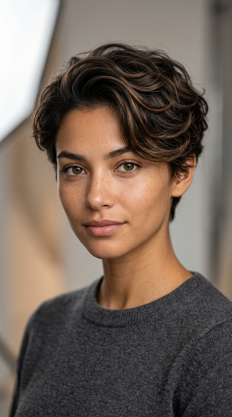 Tapered Wavy Cut with Voluminous Top