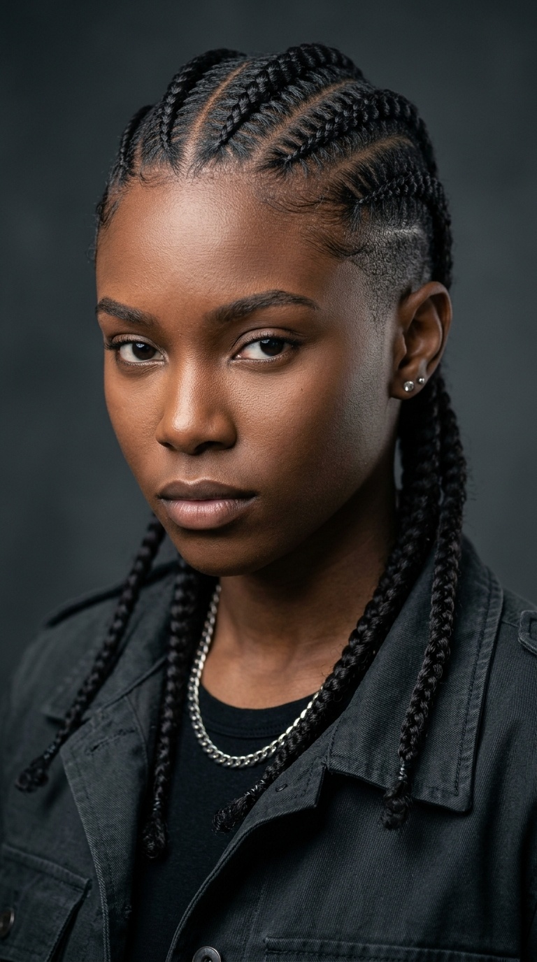 Temple Fade with Pop Smoke Braids