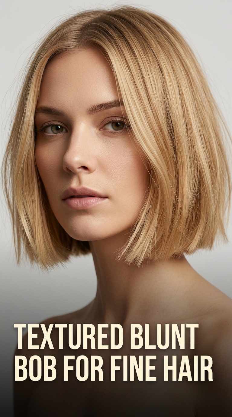 Textured Blunt Bob for Fine Hair
