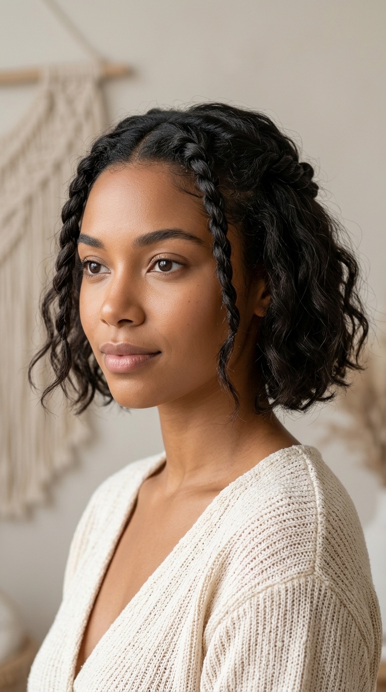 Textured Bob with Front Rope Twists