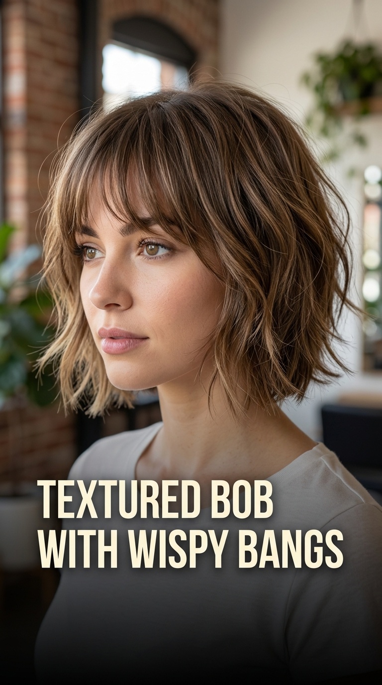 Textured Bob with Wispy Bangs