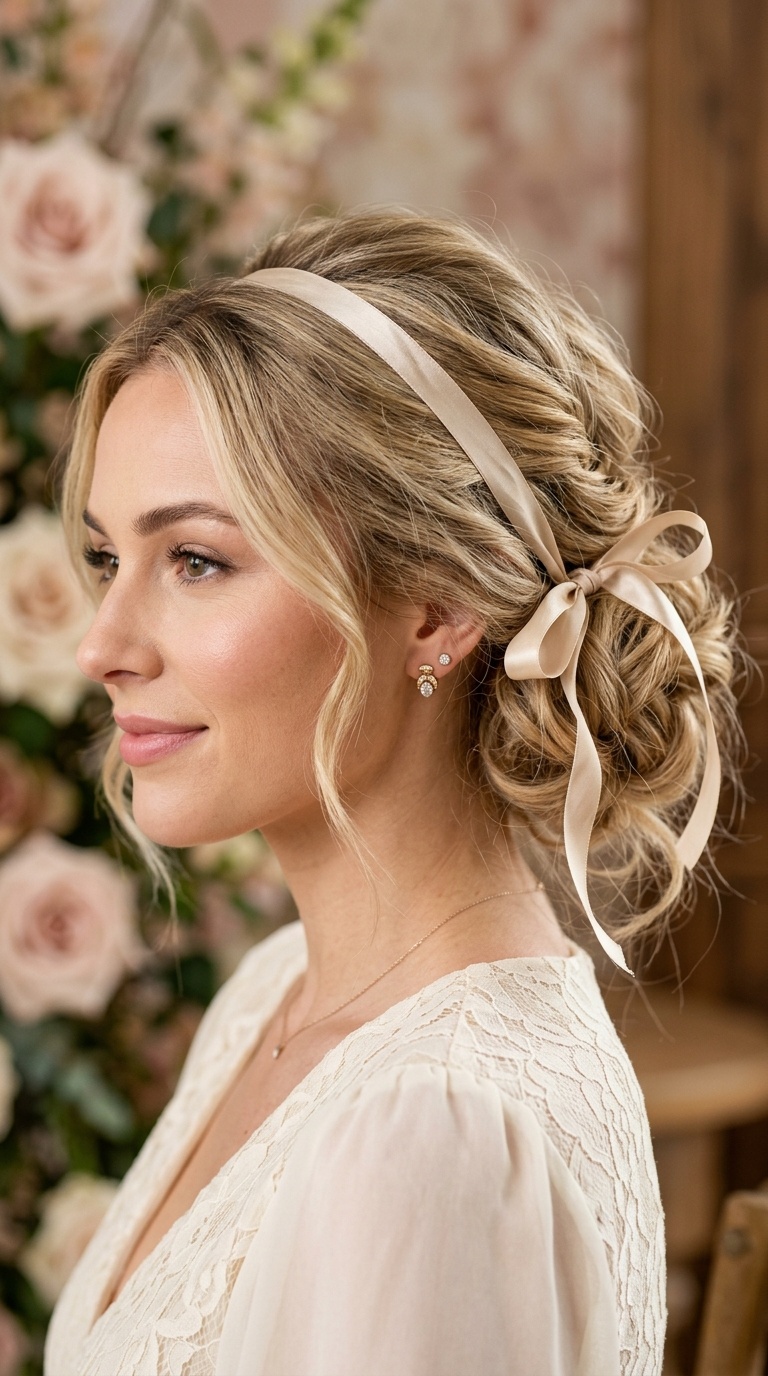 Textured Chignon with Ribbon