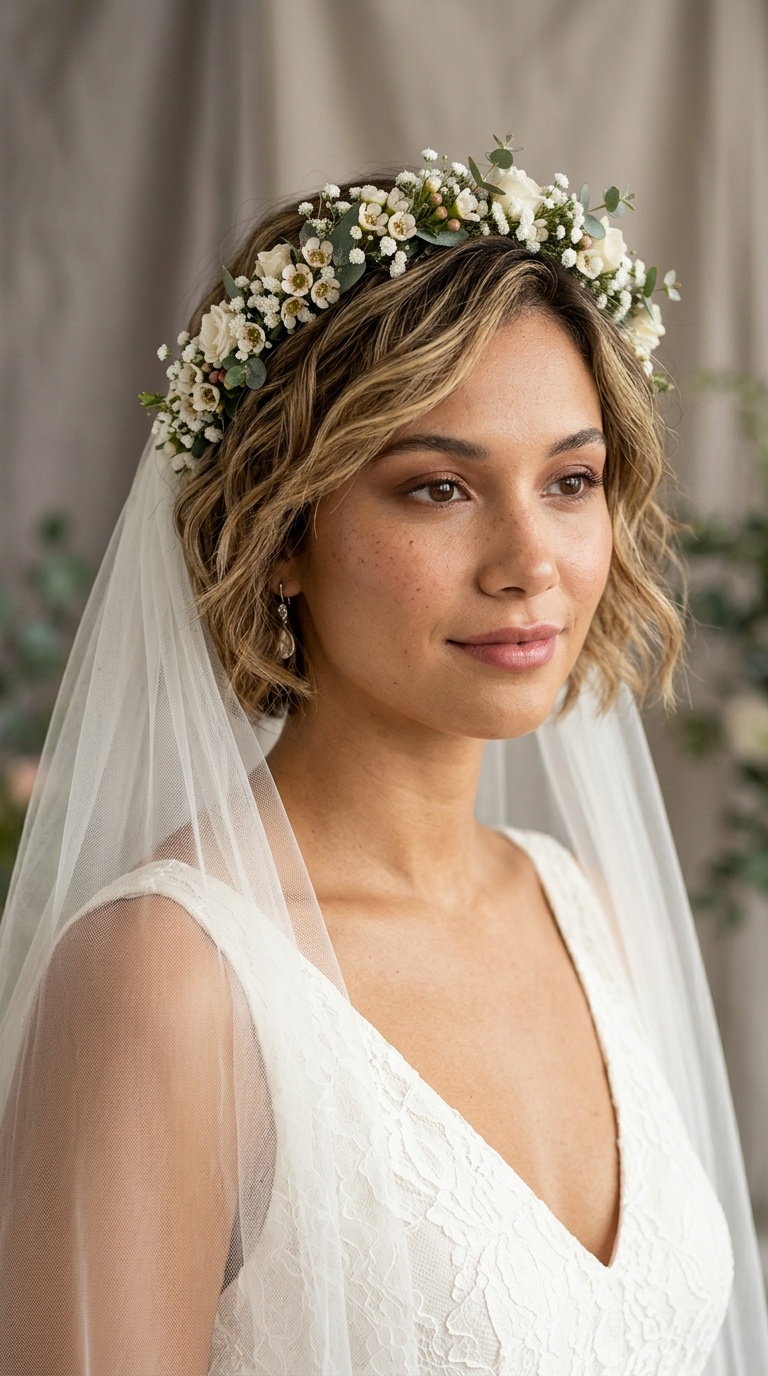 Textured Crop with a Floral Crown