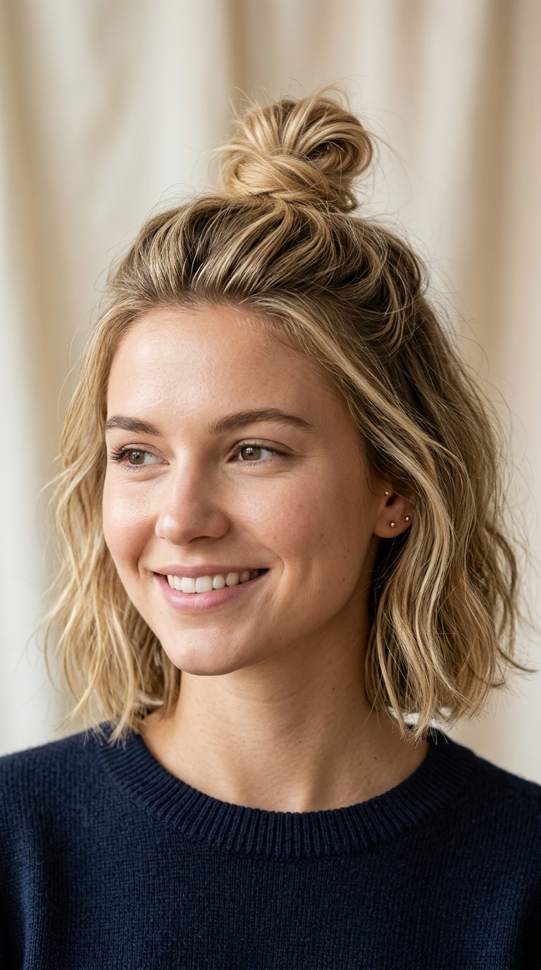 Textured Half-Up Top Knot