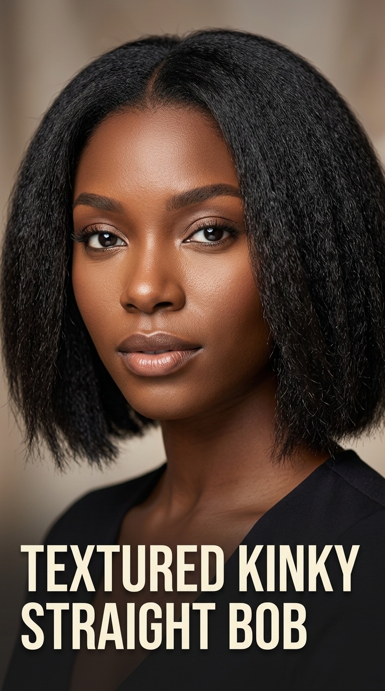 Textured Kinky Straight Bob