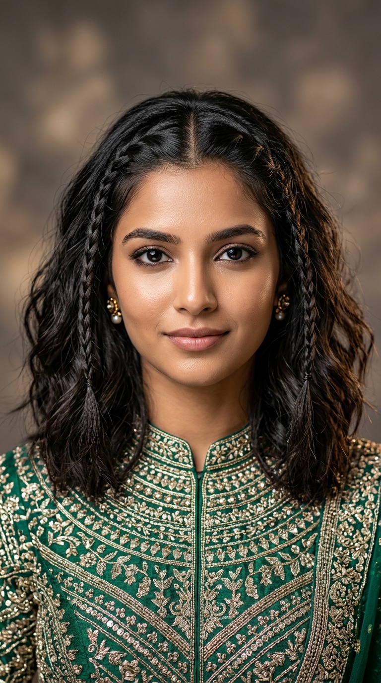 Textured Lob with Front Braids