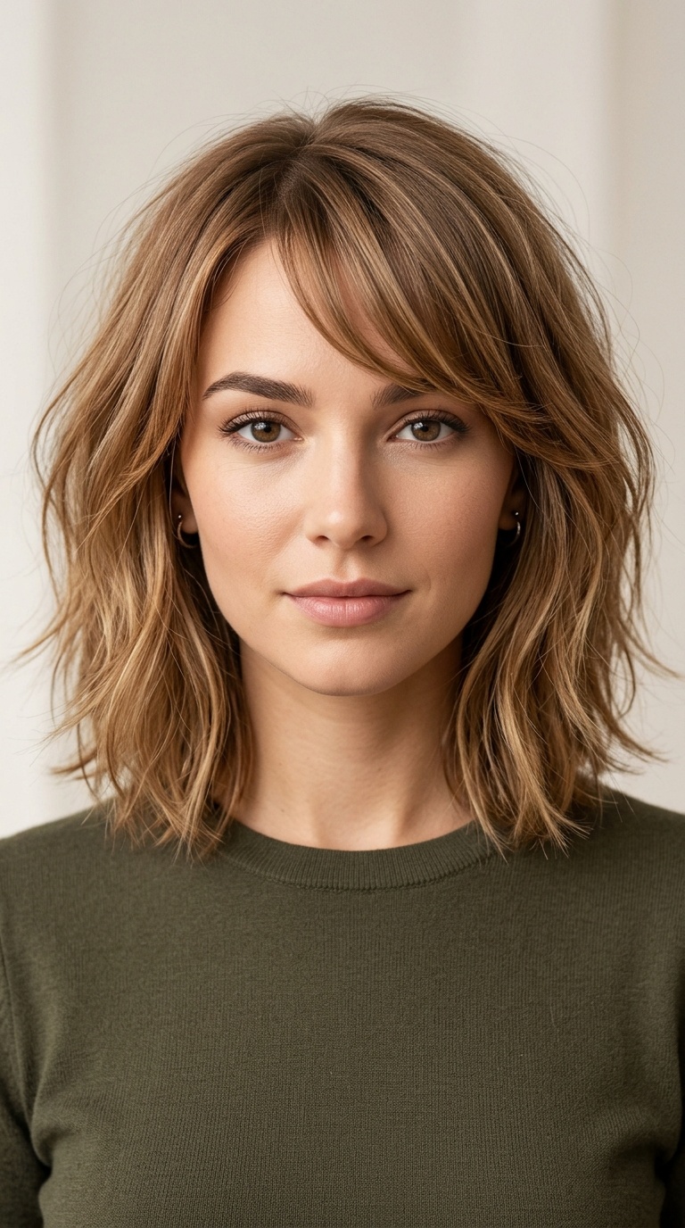 Textured Lob with Side-Swept Soft Layers