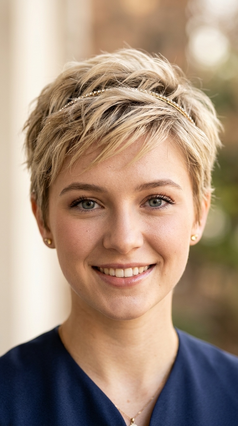 Textured Pixie with Headband