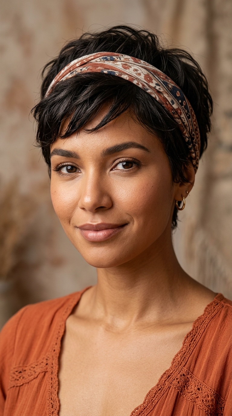 Textured Pixie with Headband
