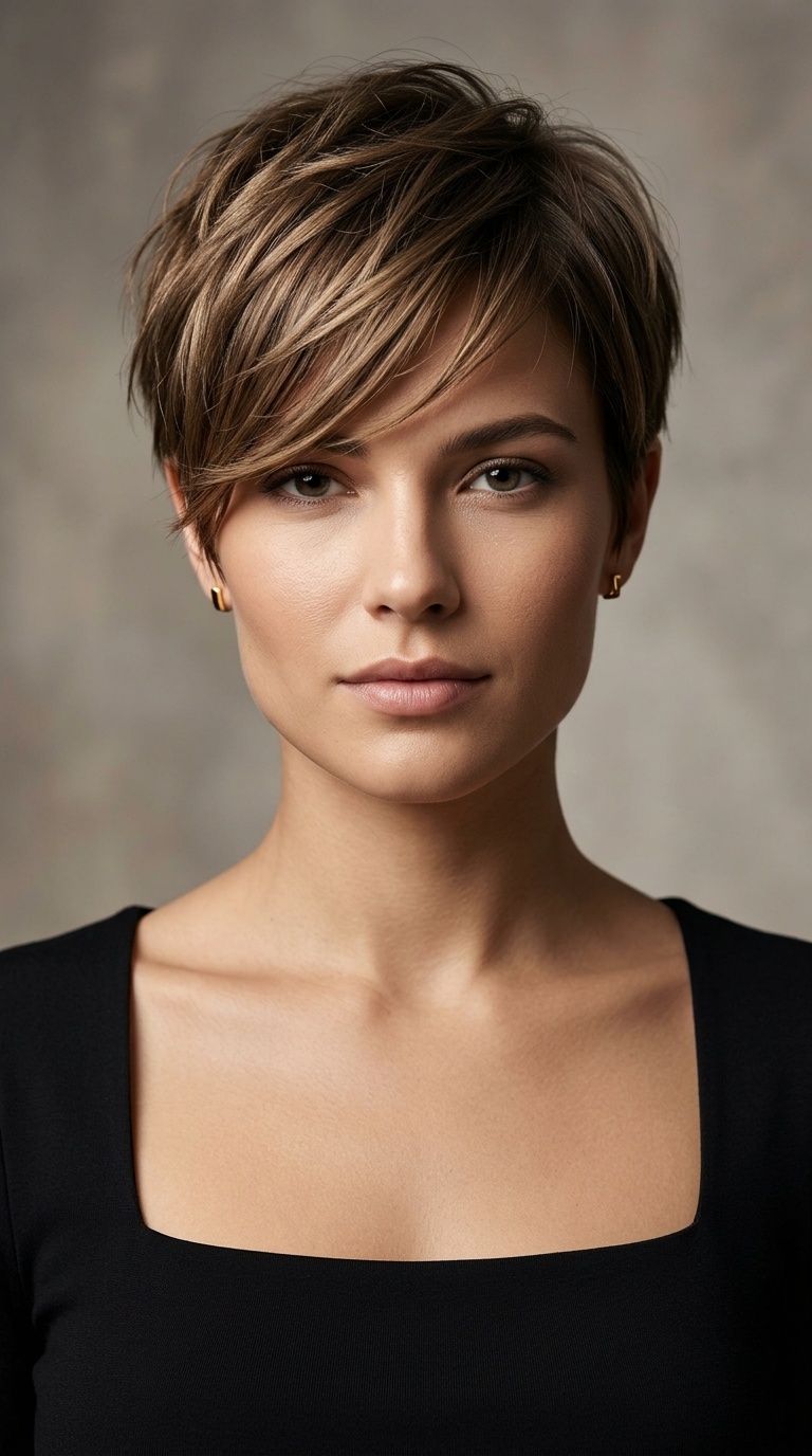 Textured Pixie with Side Sweep