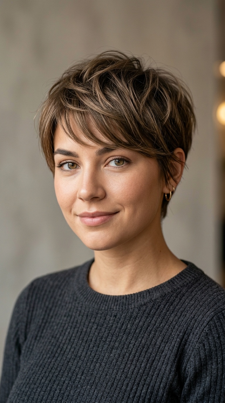 Textured Pixie with Side-Swept Bangs
