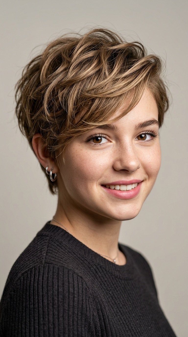 Textured Pixie with Side-Swept Fringe