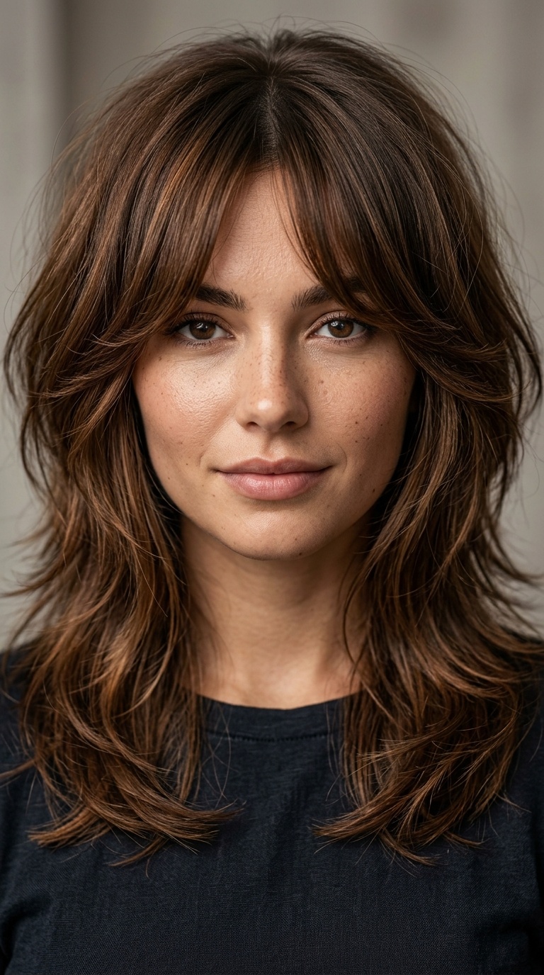 Textured Shag with Curtain Bangs
