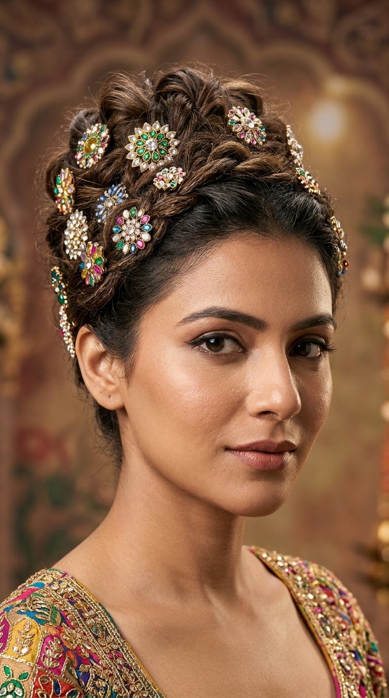 Textured Updo with Brooch Pins